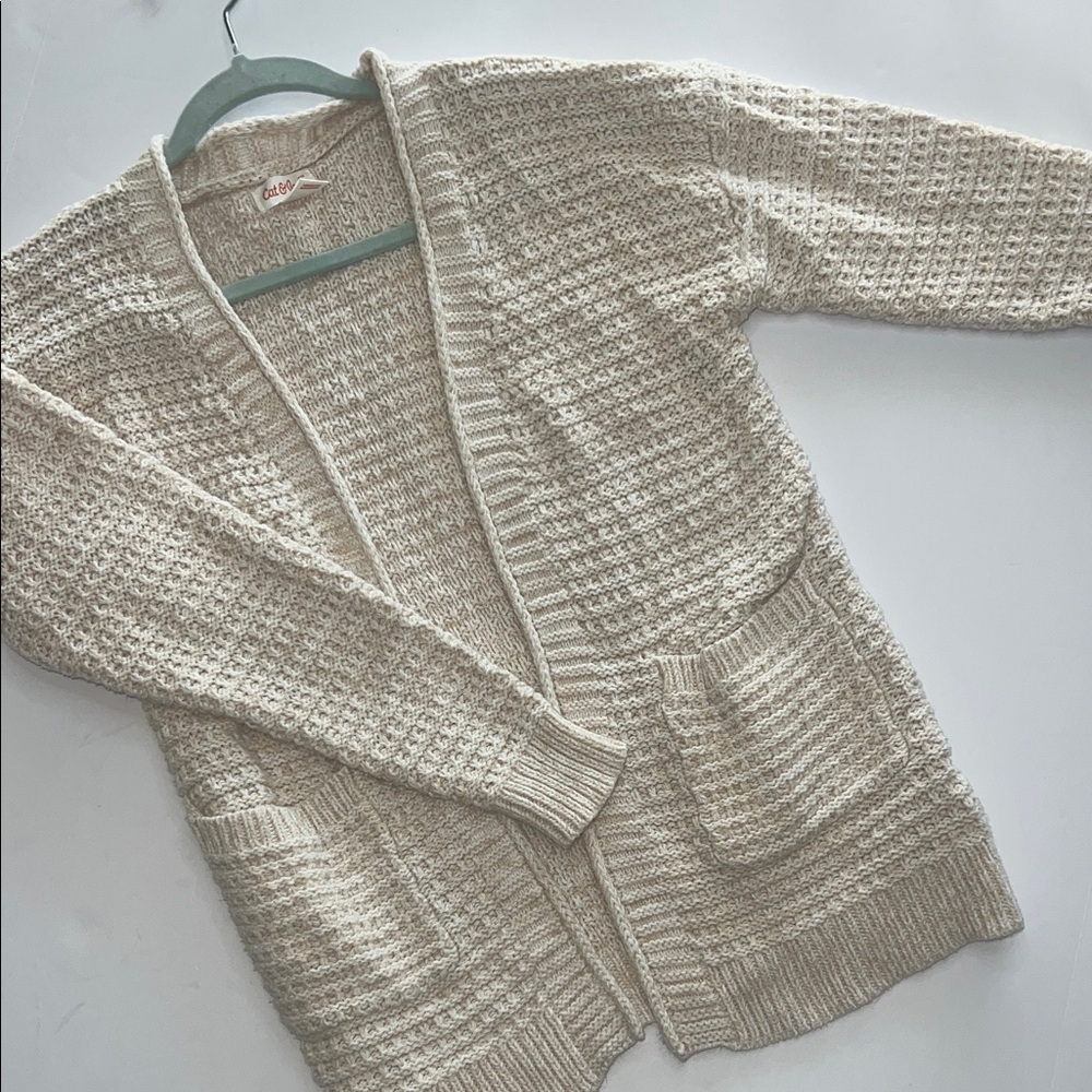 Cat & Jack Cream Textured Cardigan Girls size 4/5